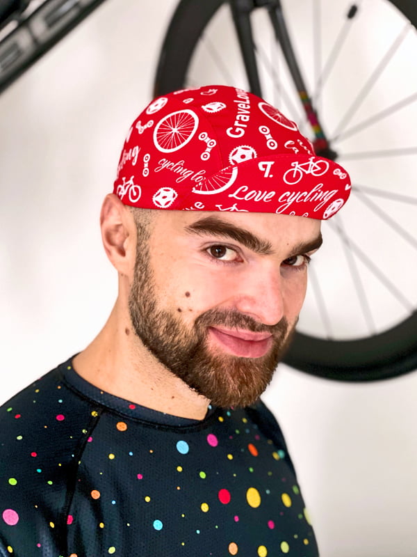 Bike Love Red Cycling Cap men