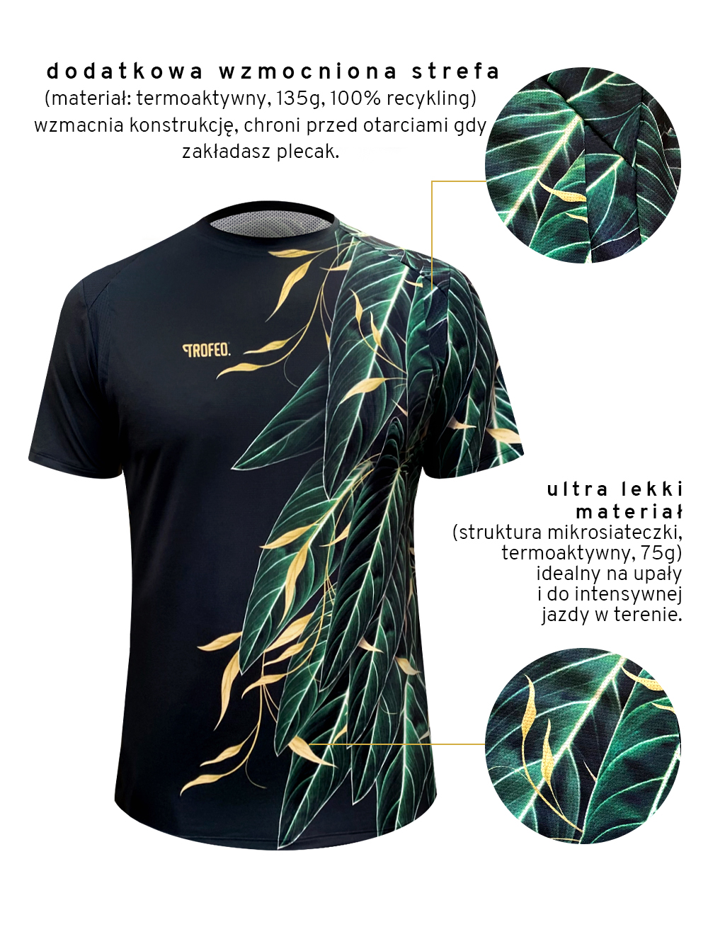Koszulka rowerowa męska LIGHT 2zip Pocket TROFEO Botanical Soul wizualizacja